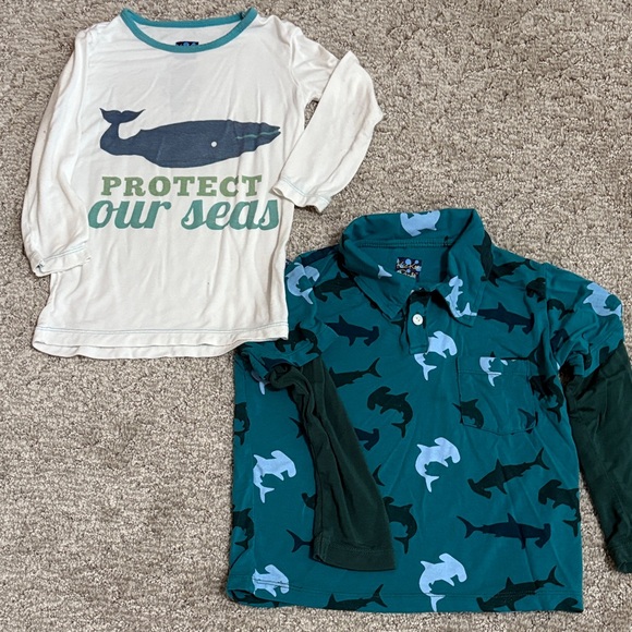 ^2 KicKee Pants Whale Shark Tee Collar Henley Layered Sleeve Tee Shirts - Picture 1 of 12